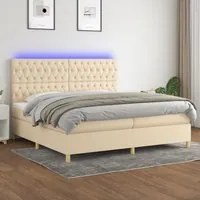 Letto a Molle Materasso e LED bianco 200x200cm in Tessuto cod mxl 56502