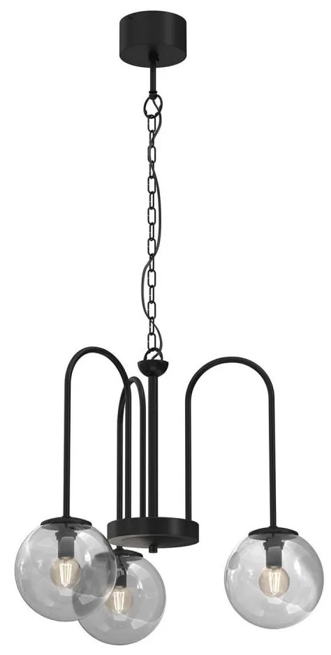 Lampadario a sospensione con catena CAMBRIDGE 3xE14/60W/230V nero