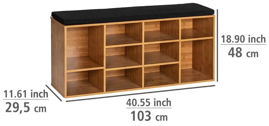 Scarpiera in legno esotico con panca in colore naturale Loft - Wenko