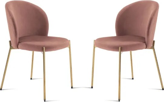 Sedia in velluto Cipria con struttura in metallo Oro MEGAN 2 sedie