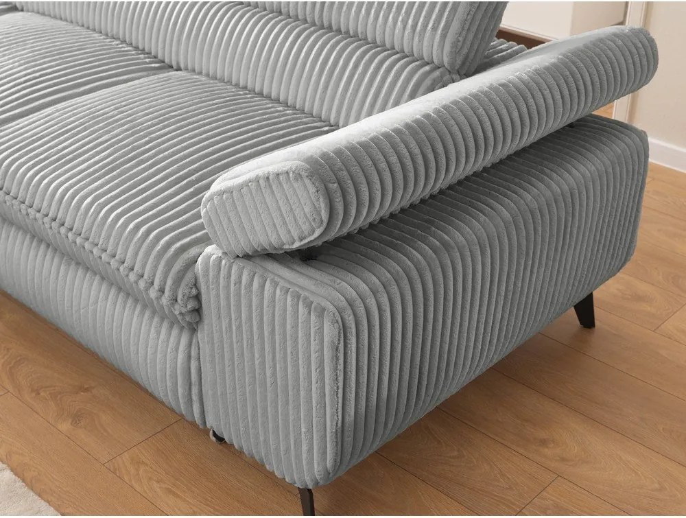 Divano angolare grigio chiaro (con penisola a sinistra/a L) con rivestimento in velluto a coste Marbeya – Ropez