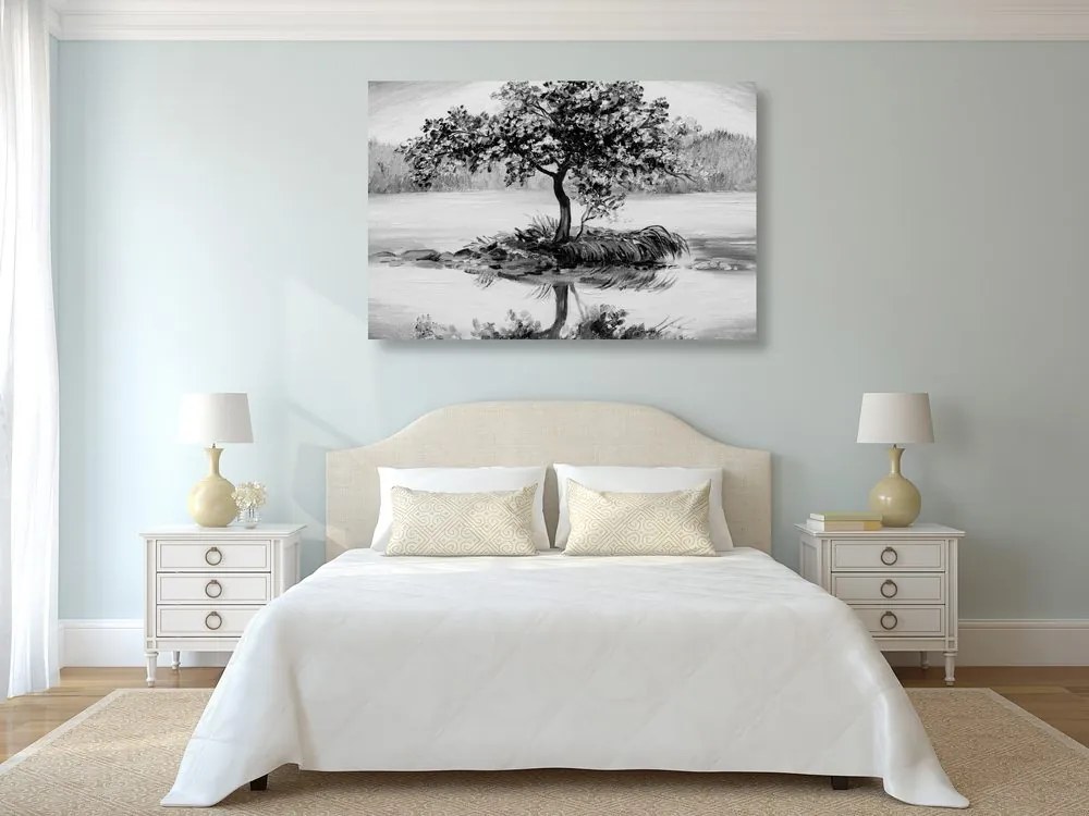 Quadro su tela – Ciliegio orientale in bianco e nero