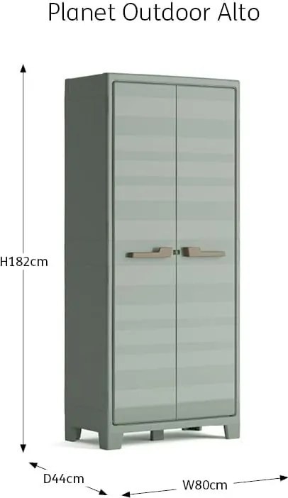 Armadio da Giardino 4 Ripiani 80x44x182 cm Keter Planet Outdoor Alto Grigio e Verde...