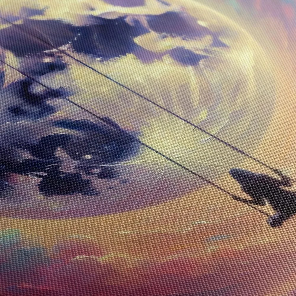Quadro su tela – Ragazza sull’altalena sotto la luna