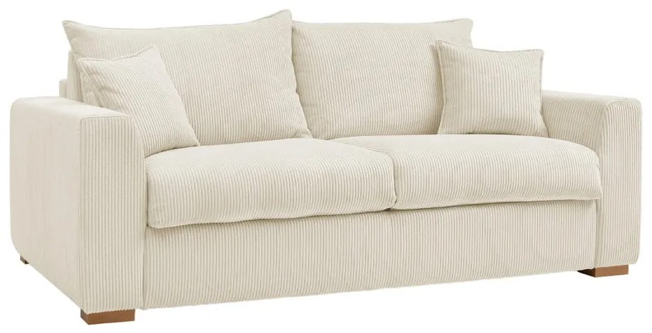 Divano color crema allungabile con rivestimento in velluto a coste 225 cm Augustin – Bobochic Paris