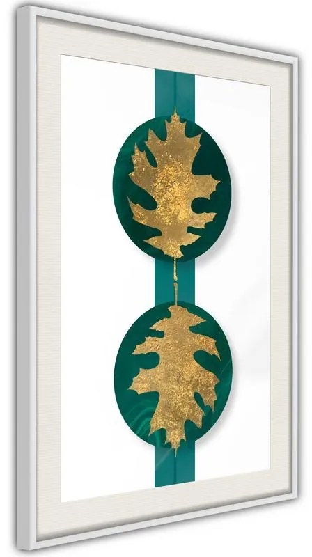 Poster  Gilded Oak Leaves  Cornice Quadri Cornice d'oro con passe-partout, Larghezza x Altezza Home decor 30x45