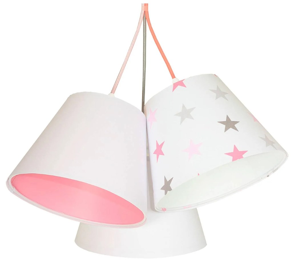 Maco Design Lampada a sospensione per camera dei bambini Zsofia a 3 luci bianco/rosa