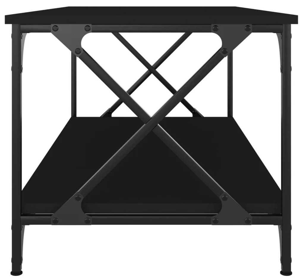 Tavolino da Salotto Nero 100x50x45 cm Legno Multistrato e Ferro