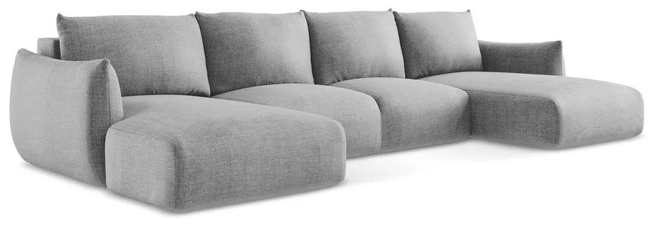 Divano angolare grigio chiaro allungabile (a U) Leila – Makamii