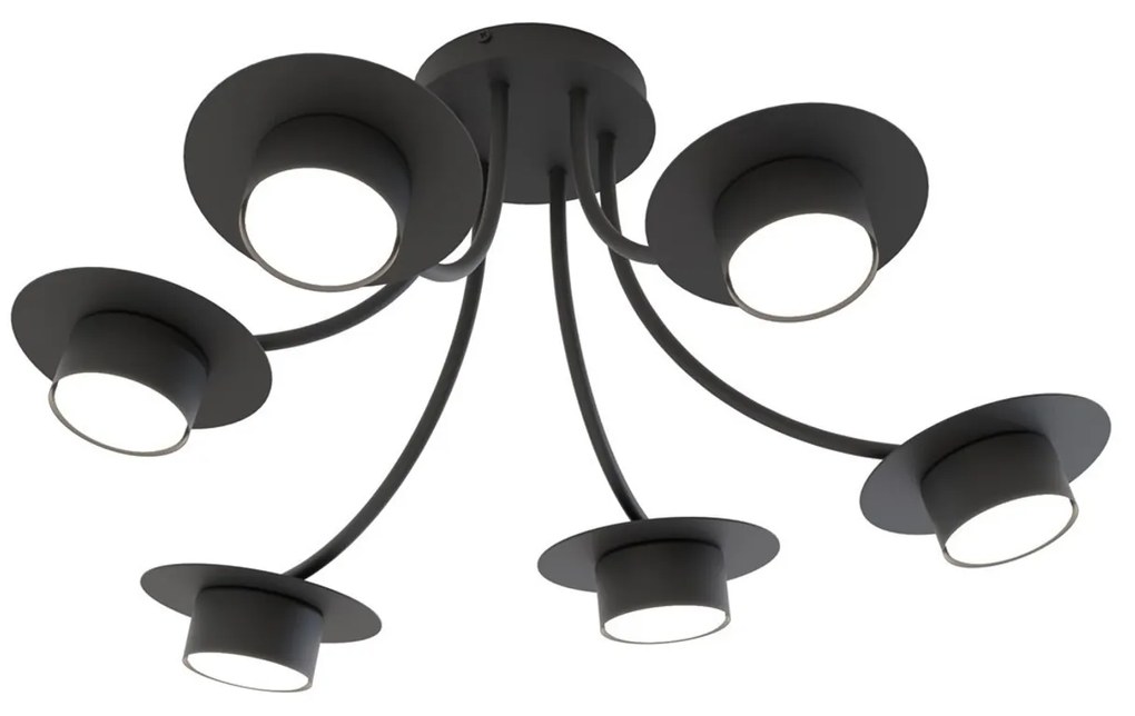 Lampadario a soffitto in acciaio ENSO 6 nero da interno 6xGX53