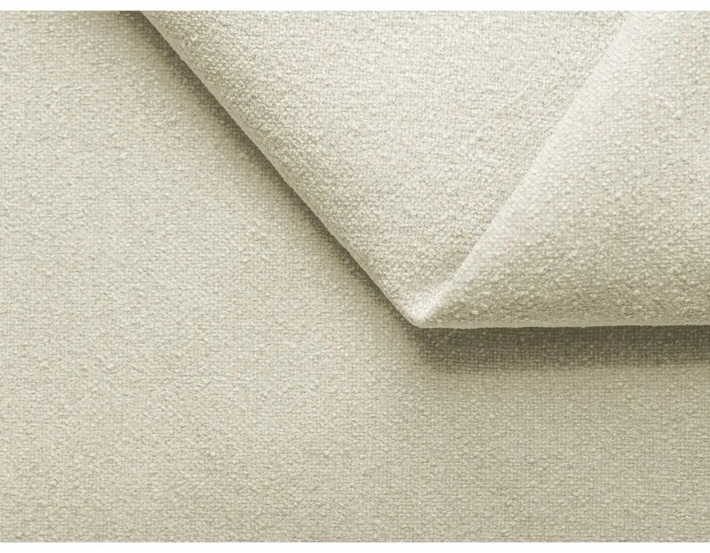 Divano angolare componibile color crema con rivestimento in bouclé Ailani – Makamii