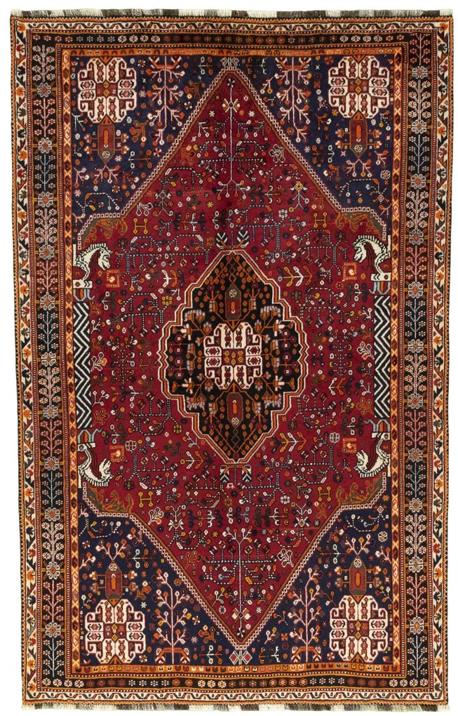 Shiraz Tappeto 260x160 Rosso (Iran) Annodato A Mano