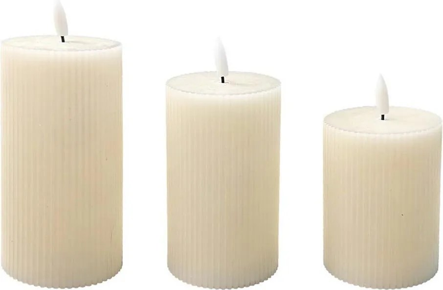 Set 3x candele LED BRILLO, LED/3xAAA, colore crema + telecomando
