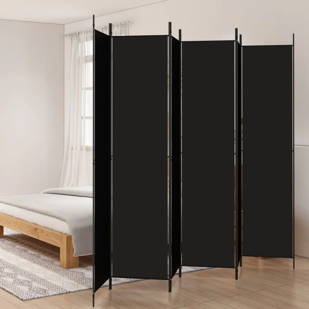 Divisorio A 6 Pannelli Nero 300x220 Cm İn Tessuto /
