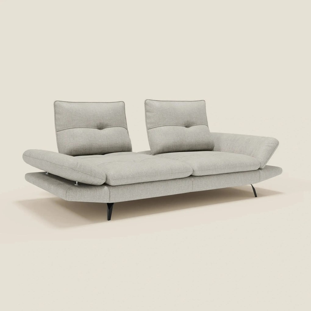 Ardex Divano 3 posti con schienali traslanti e braccioli regolabili in morbido tessuto impermeabile T06 grigio chiaro