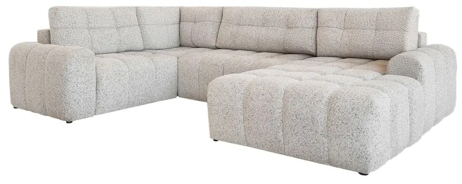 Divano angolare componibile beige allungabile/con contenitore (con penisola a sinistra) Lulu – Miuform