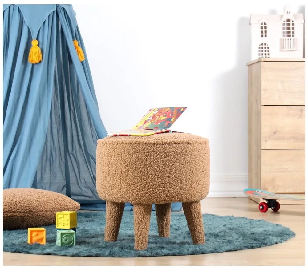 Pouf marrone per bambini in tessuto bouclé Moouv - Artie