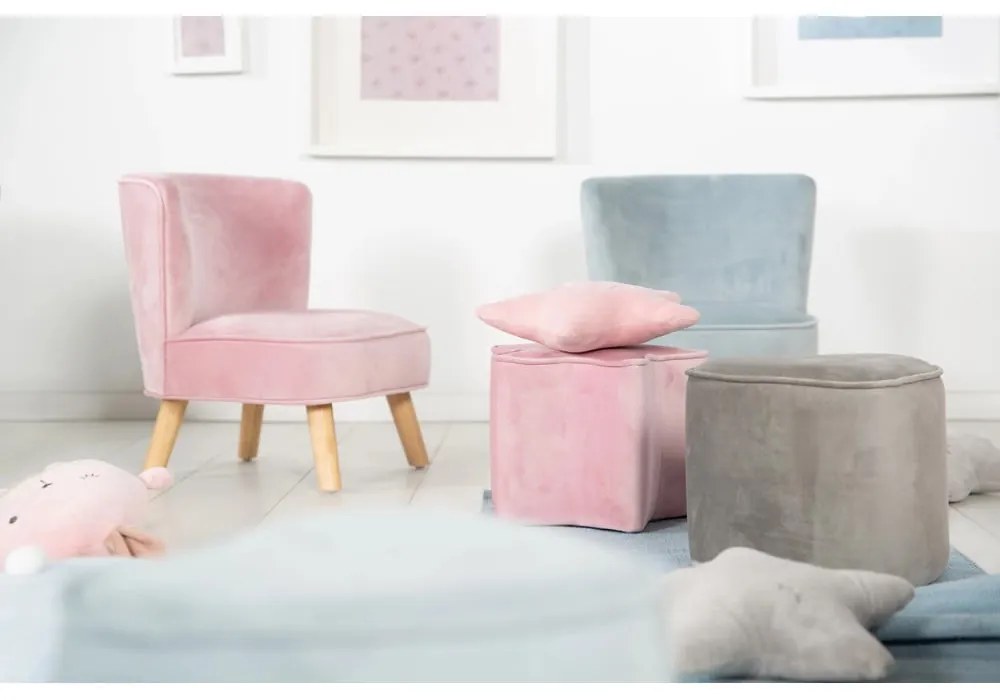 Sedia per bambini in velluto rosa chiaro Lil Sofa - Roba