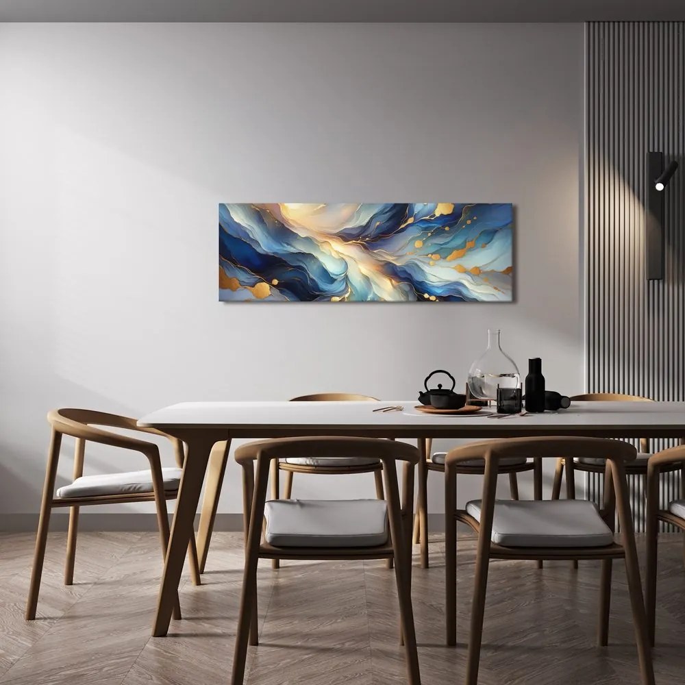 Quadro su tela – Flusso blu e dorato