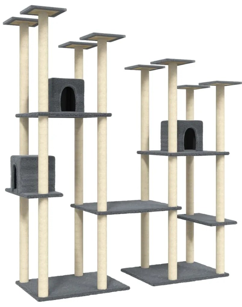 Albero per gatti con tiragraffi in sisal grigio scuro 174 cm