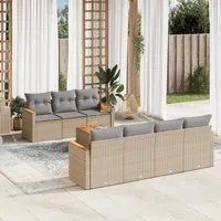 Set Divano da Giardino 8 pz con Cuscini Beige Misto Polyrattan 3225807