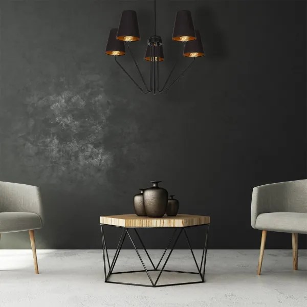 Lampadario a sospensione con supporto rigido VICTORIA 5xE27/60W/230V nero