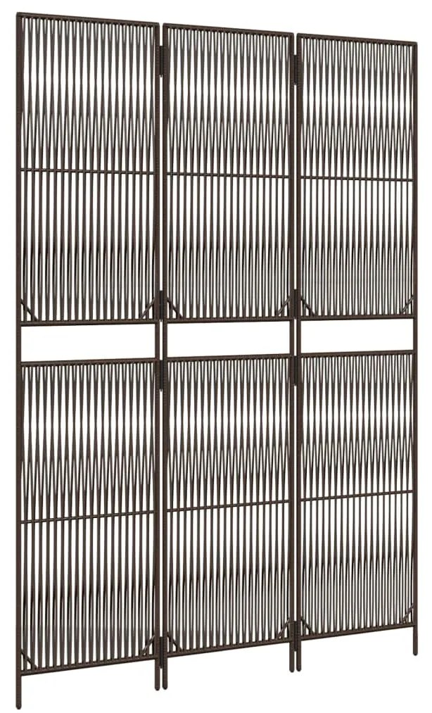 Divisorio per ambienti a 3 pannelli marrone in polyrattan