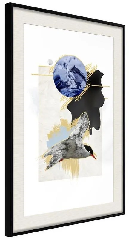 Poster  Abstraction with a Tern  Cornice Quadri Cornice nera con pass-partout, Larghezza x Altezza Home decor 40x60