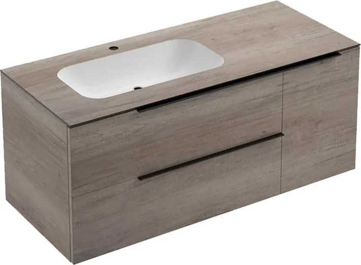 Mobile bagno sospeso con lavabo L 120 x H 83 x P 51 cm rovere sable, 1 anta 2 cassetti per vasca a sinistra Solid