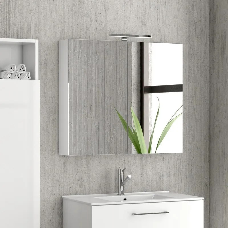 Composizione bagno sospesa 80cm: mobile, specchio contenitore colonna e pensile EL-80A - KAMALU
