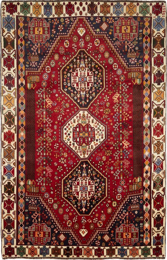 Shiraz Tappeto persiano 290 x 190 Rosso (Iran) Annodato A Mano