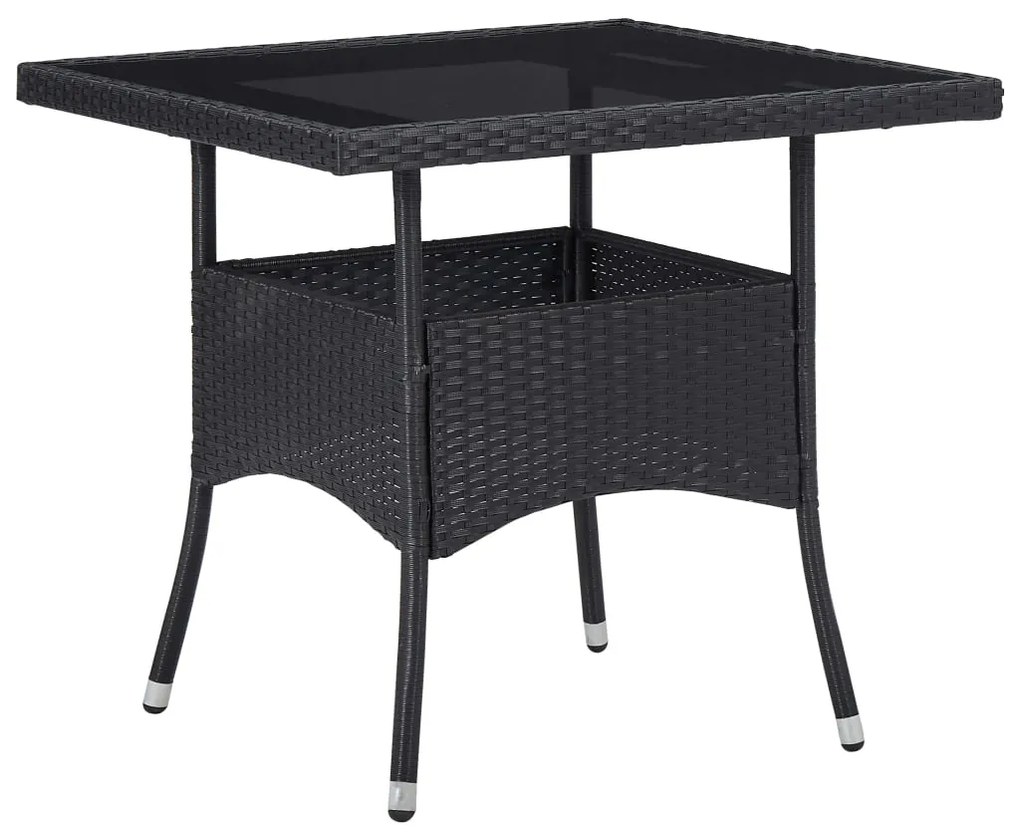 Set mobili da pranzo per giardino 5 pz nero polyrattan e acacia