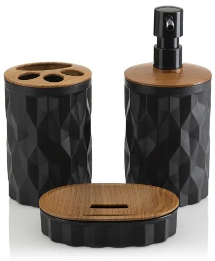 Set da bagno REINA 5 pz nero/marrone