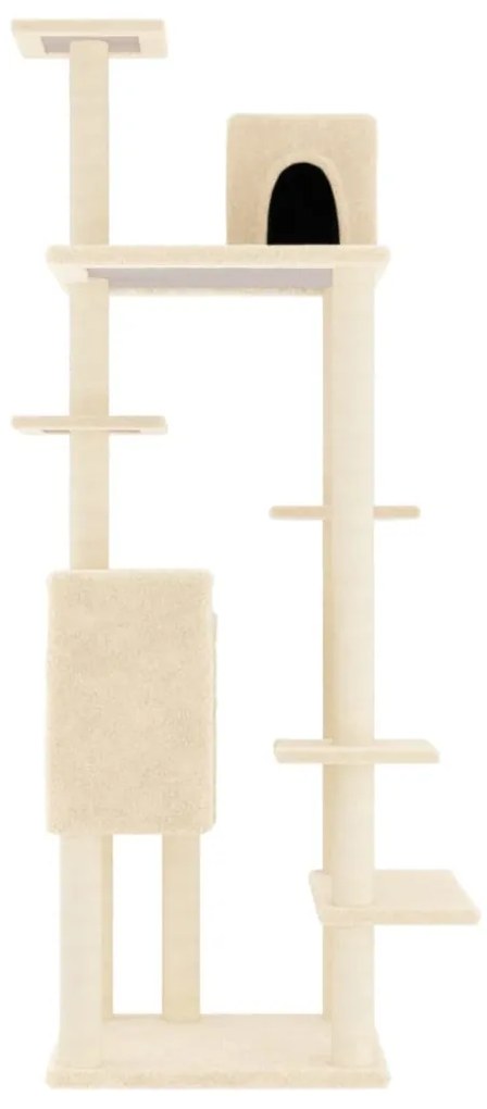 Albero per gatti con tiragraffi in sisal crema 154 cm