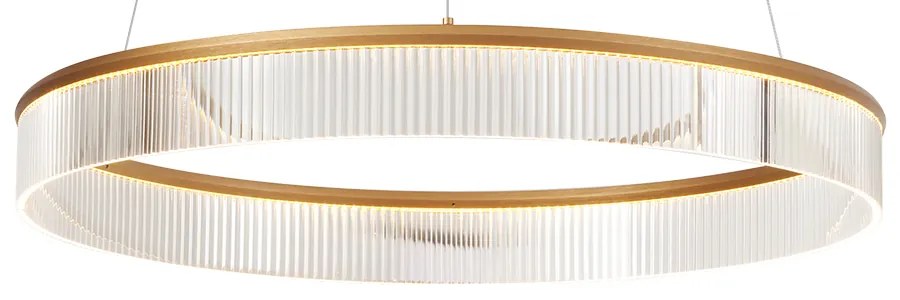 Lampada a sospensione moderna ottone 78 cm con LED dimmerabile a 3 livelli - Anello Chandelier