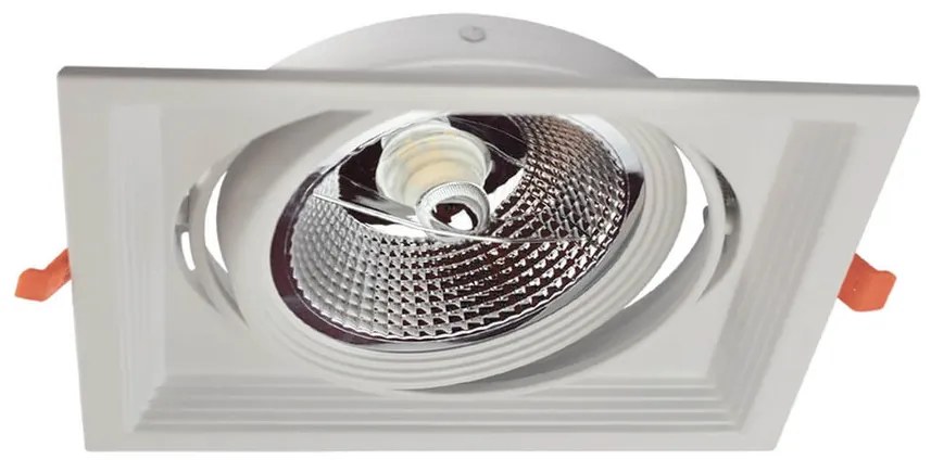 Faro da Incasso Orientabile Bianco - 1 lampada AR111 Foro 165x165mm