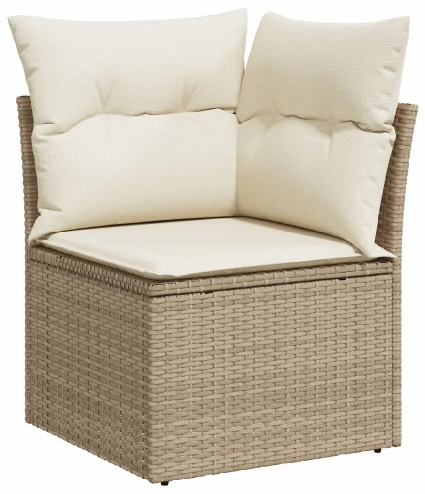 Set Divani da Giardino 14pz con Cuscini in Polyrattan Beige