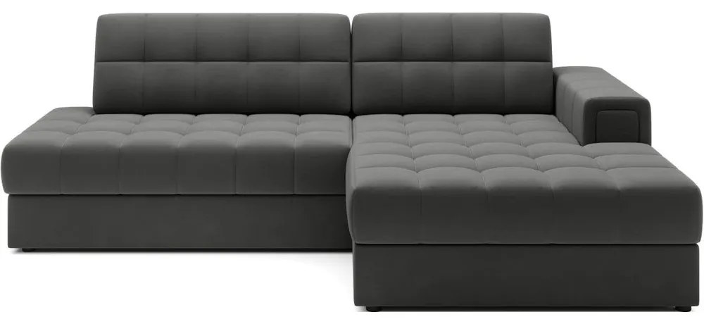 Divano angolare grigio tortora allungabile (con penisola a destra/con chaise lounge) con rivestimento in velluto Blezalt – ELTAP