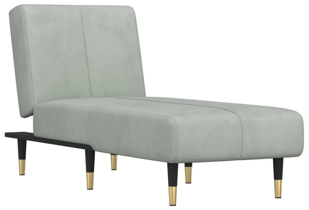 Chaise longue in velluto grigio chiaro