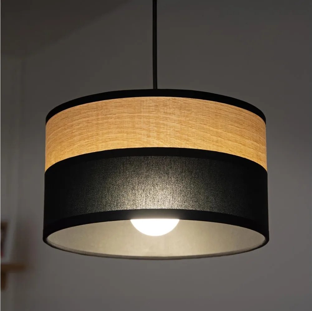 Lampada a sospensione su cavo ALBA 1xE27/15W/230V diam. 25 cm nero/marrone