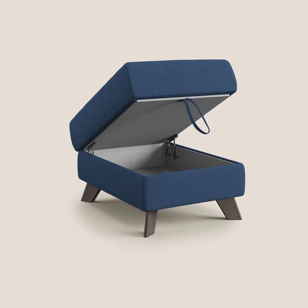 Moon Pouf contenitore e piedini alti in tessuto morbido impermeabile T02 blu
