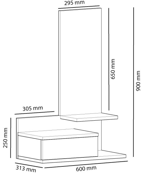 Mensola da parete con specchio ROZELLA 90x60 cm beige/antracite