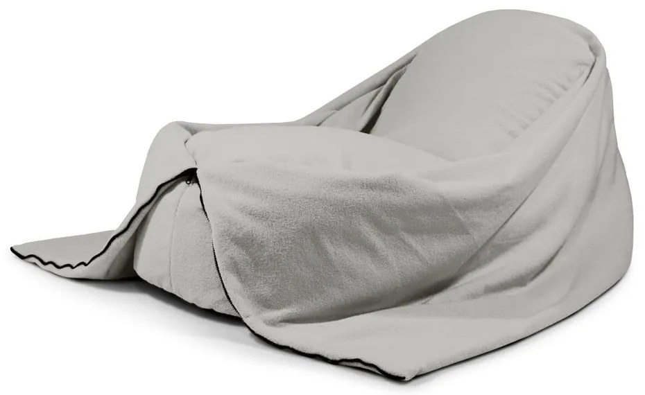 Pouf a sacco per bambini grigio chiaro con rivestimento in bouclé Cocoon 120 – SLOWDOWN