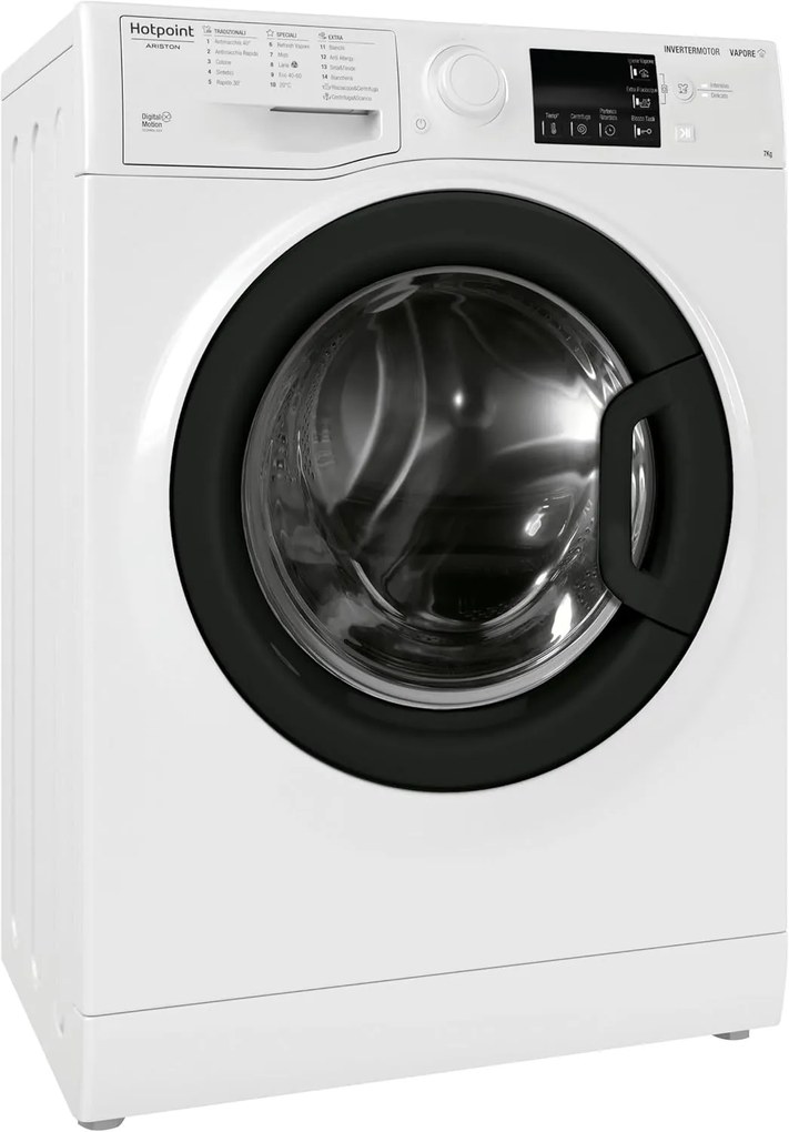 Lavatrice Slim Hotpoint RSSGR527BI, 7 kg, Classe B, Igiene e Refresh Vapore