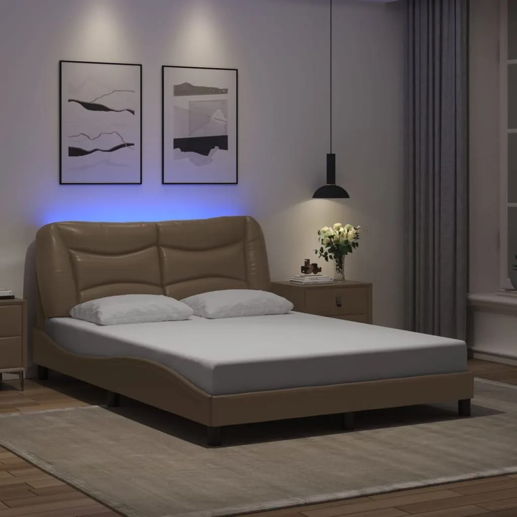 Giroletto Con Luci Led Cappuccino 140x190 Cm İn Similpelle /