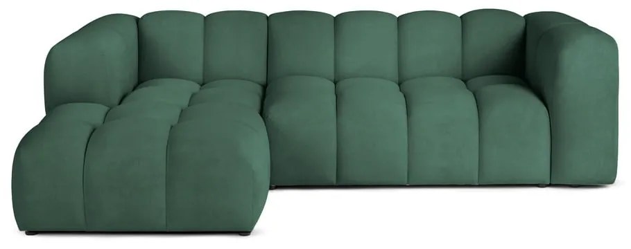 Divano angolare verde (con penisola a sinistra/con chaise lounge) con rivestimento in velluto Cube – Bonami Selection