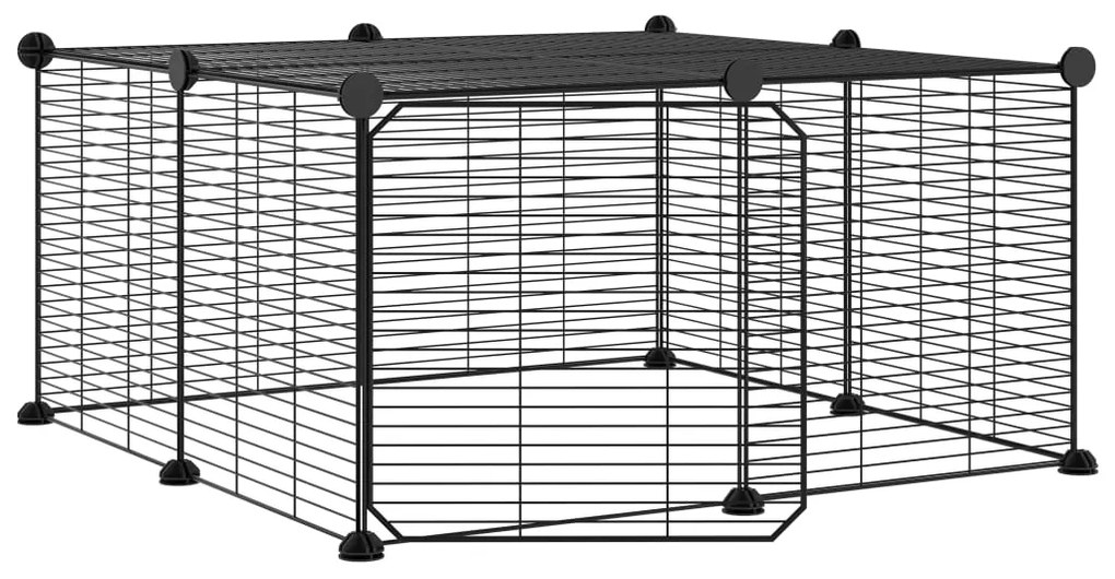 Gabbia per animali 12 pannelli con porta nero 35x35 cm acciaio