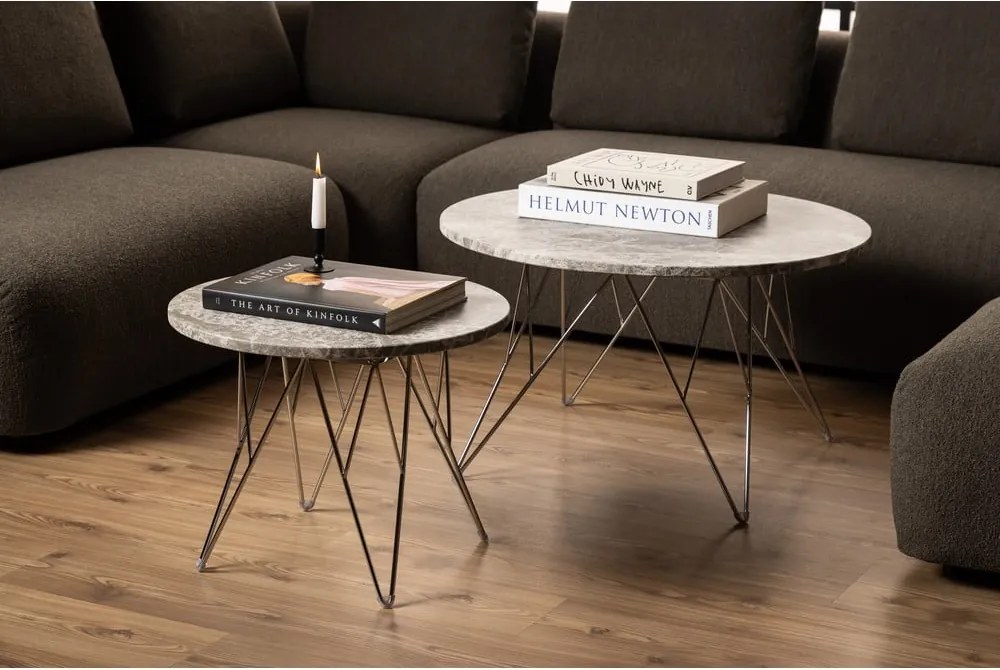 Tavolino rotondo in marmo grigio ø 80 cm Prunus - Actona