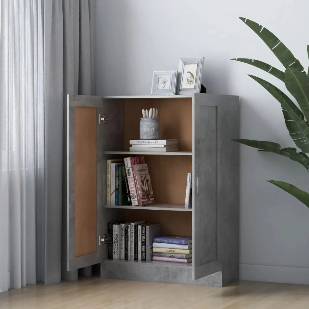 Libreria grigio cemento 82,5x30,5x115 cm in legno multistrato