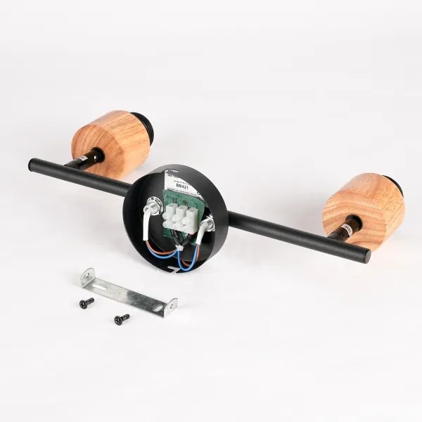 Brilagi - Faretto BASKLITE 2xE27/15W/230V in legno di caucciù/nero